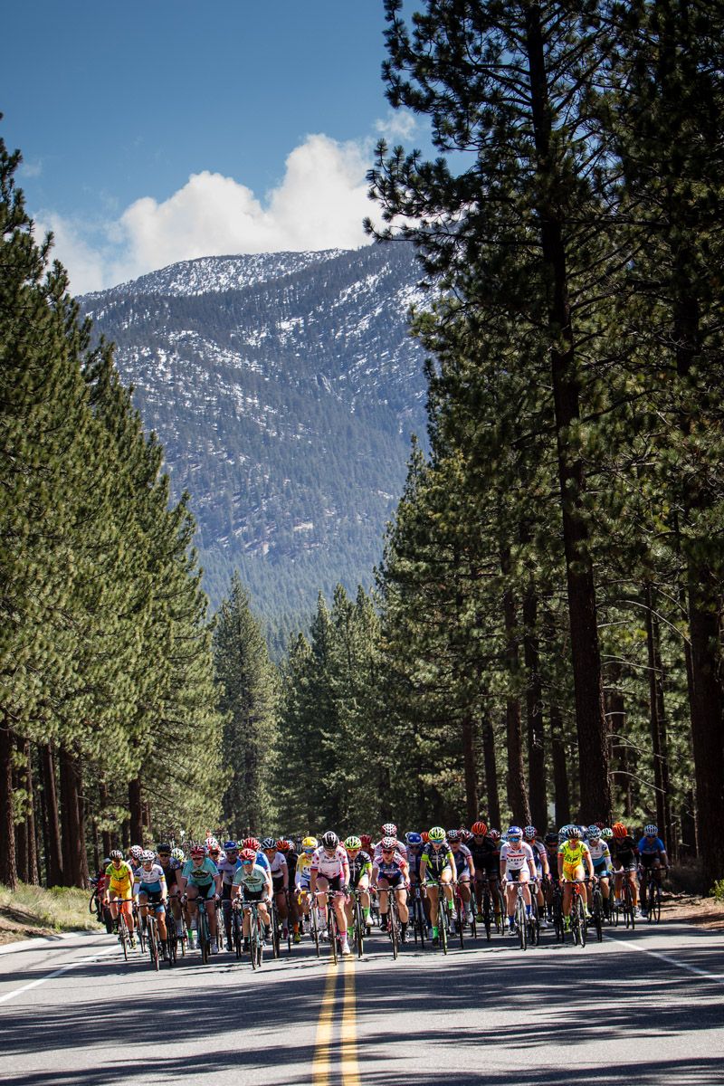 Sunny skies and no snow for todays race in Tahoe.