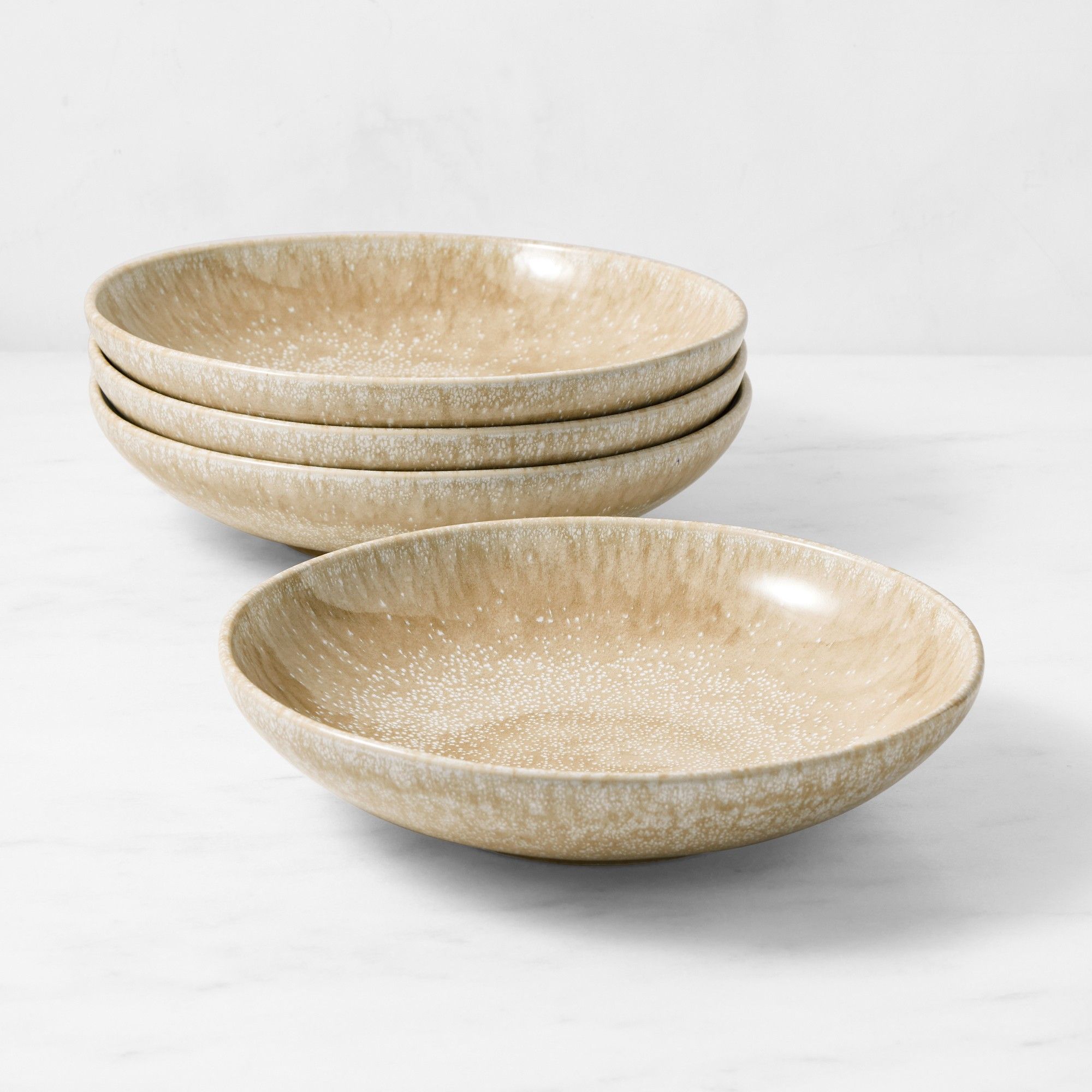 Taupe reactive glaze pasta bowls