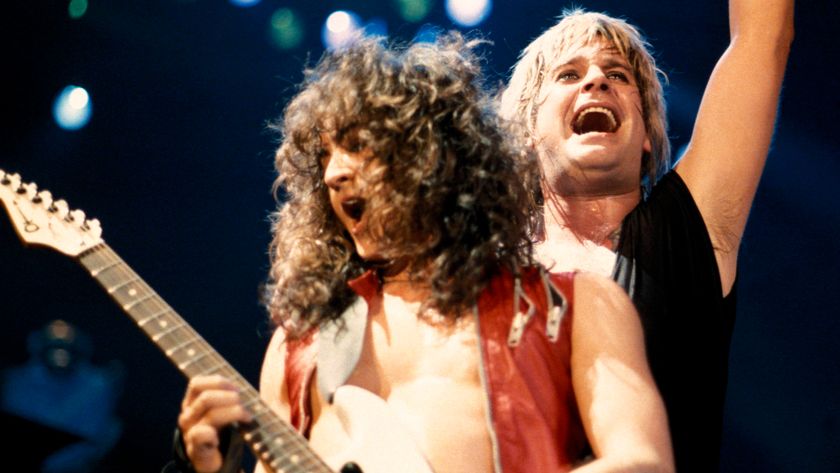 Ozzy Osbourne and Jake E. Lee performing onstage in 1984