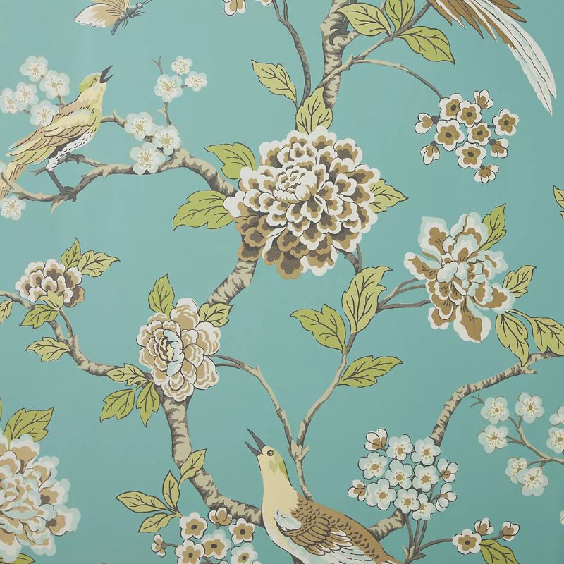 teal floral wallpaper