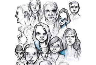 Sketches of different facial expressions