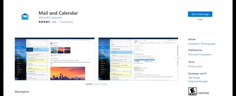 Website screenshot for Microsoft Mail and Calendar