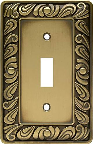 Franklin Brass Paisley Wall Plate, Tumbled Antique Brass Single Switch Cover Switch Cover, 1-Pack, 64049