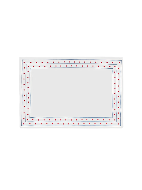 Stripes & Dots Hand-Embroidered Cotton Bath Mat
