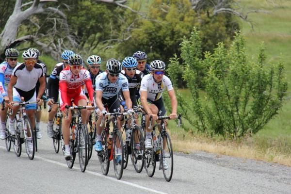 Leigh Howard at the front of the bunch during a training ride