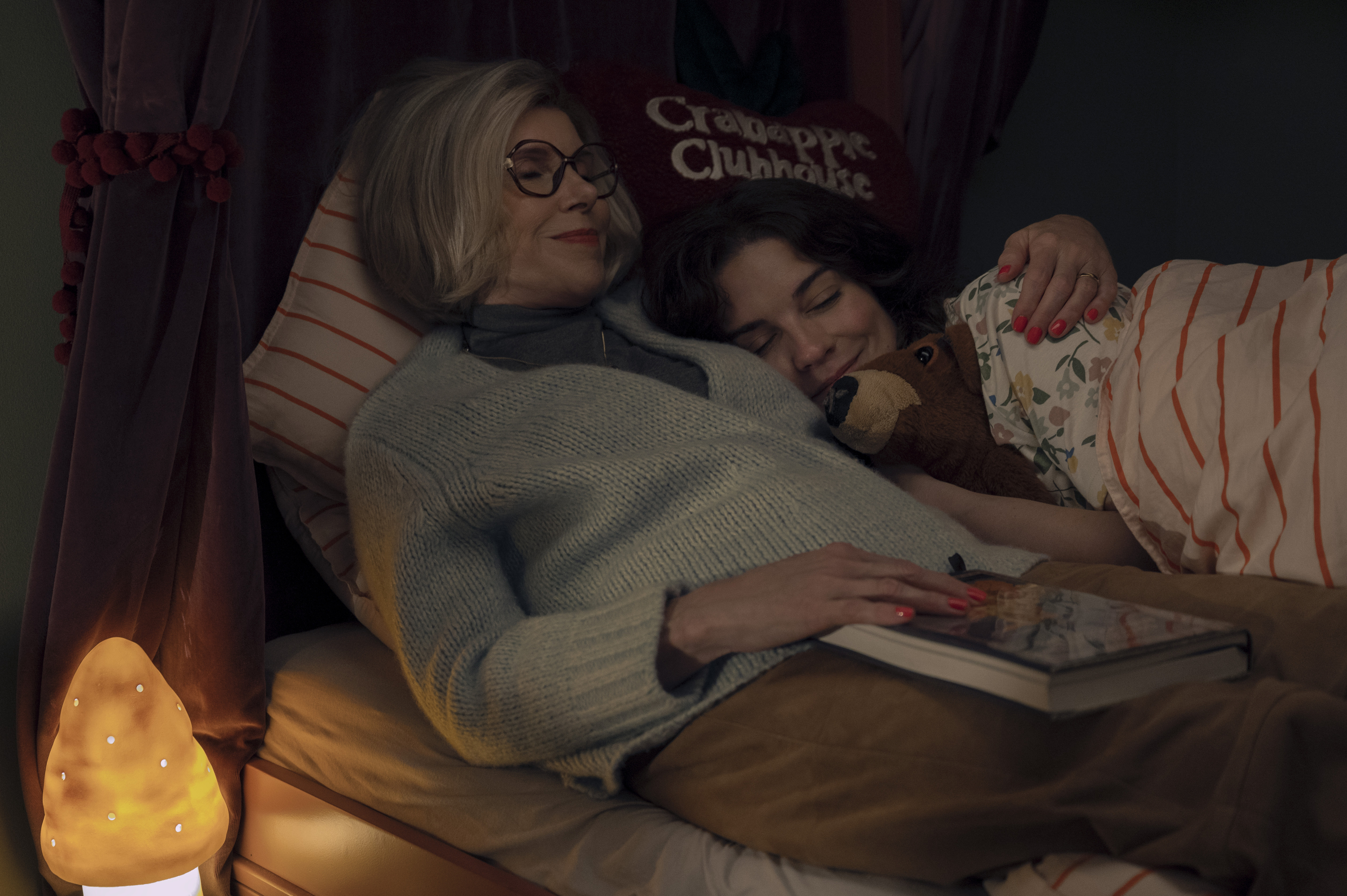 christine baranski and annie murphy sleeping in the same bed cuddling in nine perfect strangers season 2