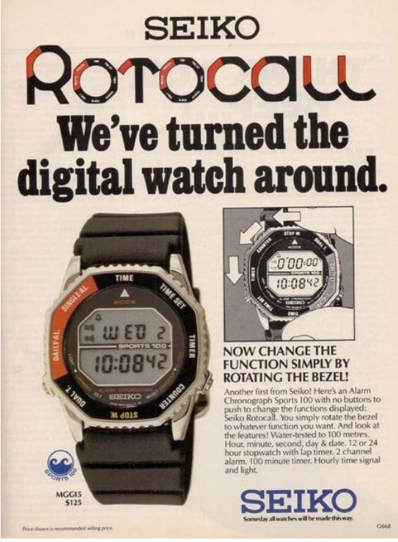 Seiko Rotocall advertisement from the 1980s