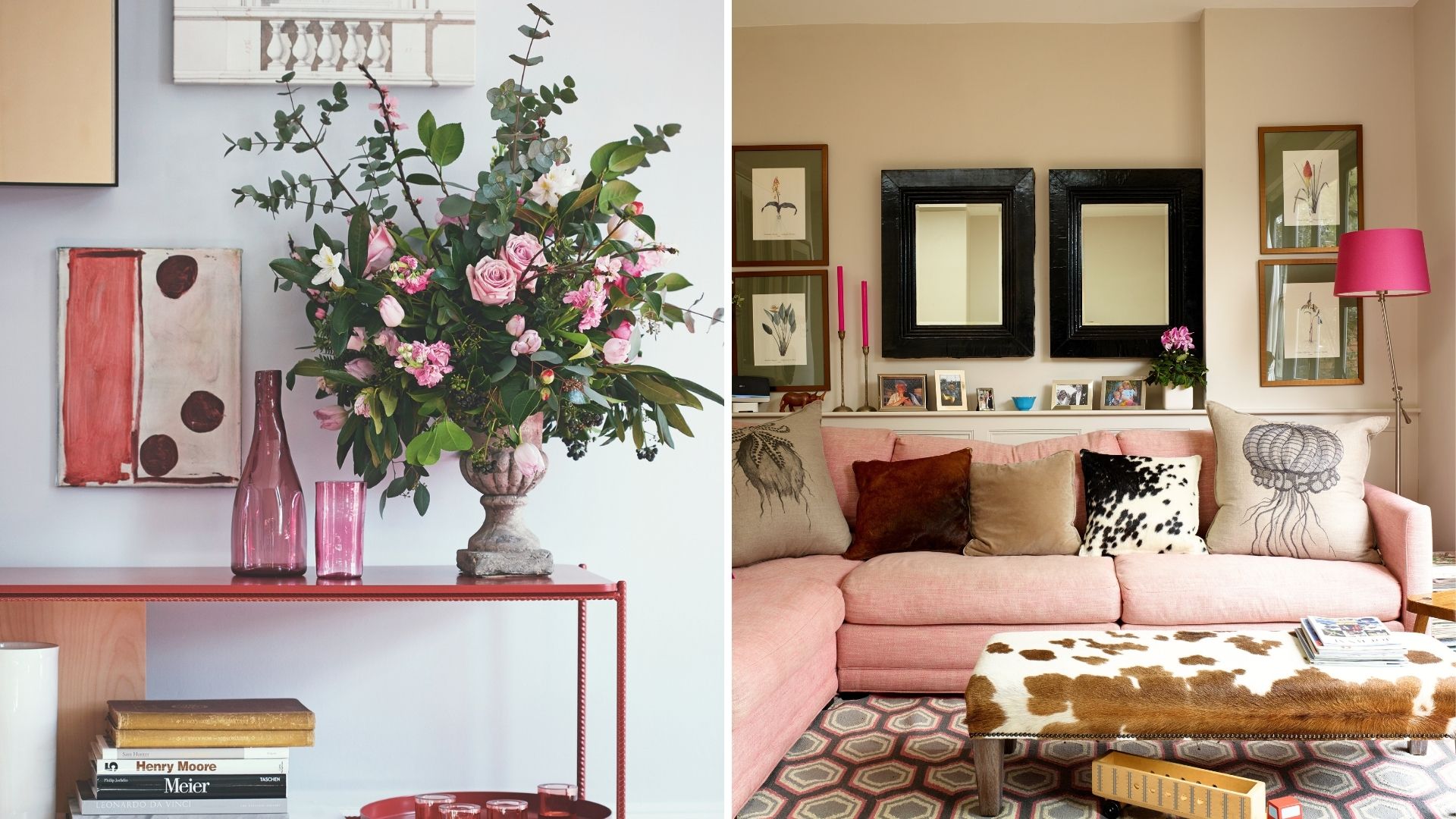 Split image of Victorian home with modern design influences