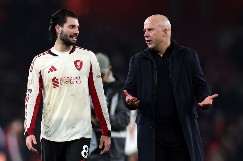 Liverpool duo Arne Slot and Dominik Szoboszlai