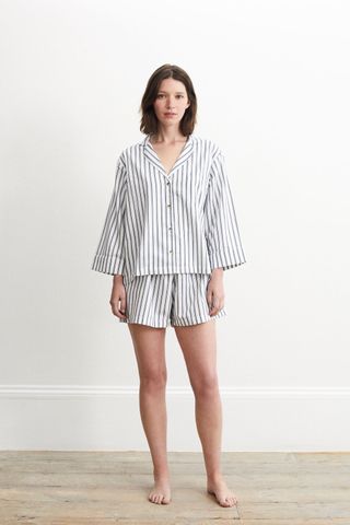 Relaxed Ticking Stripe Shorts Set