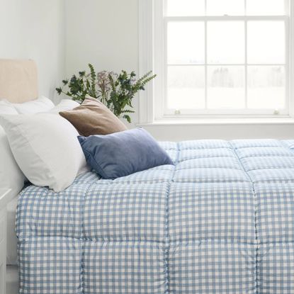 Nightlark blue gingham coverless duvet