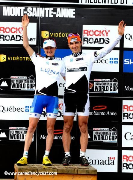 World Cup leaders Catharine Pendrel and Nino Schurter