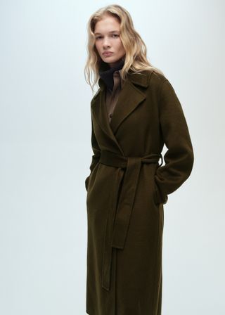 Handmade Long Coat With Belt - Women | Mango United Kingdom