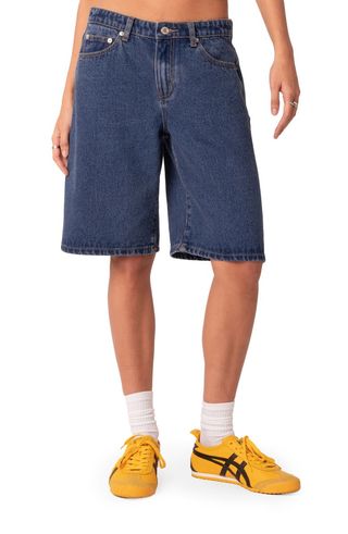 Oversize Low Rise Denim Bermuda Shorts