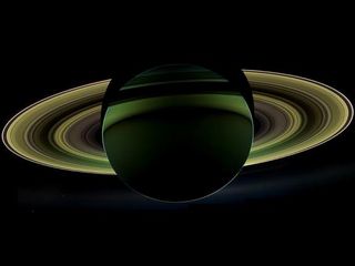 NASA's Cassini spacecraft captured this image of Saturn on Oct. 17, 2012, while in the planet's shadow. Cassini's cameras were turned toward Saturn and the sun so that the planet and rings are backlit.
