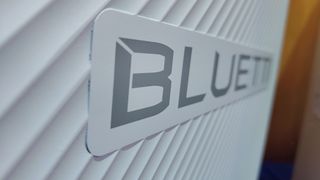 The Bluetti logo on the Balco 260 home solar power unit