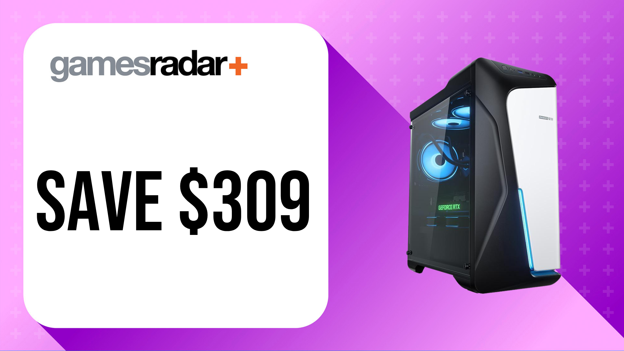 IPASON Gaming PC deal with $309 saving and purple background