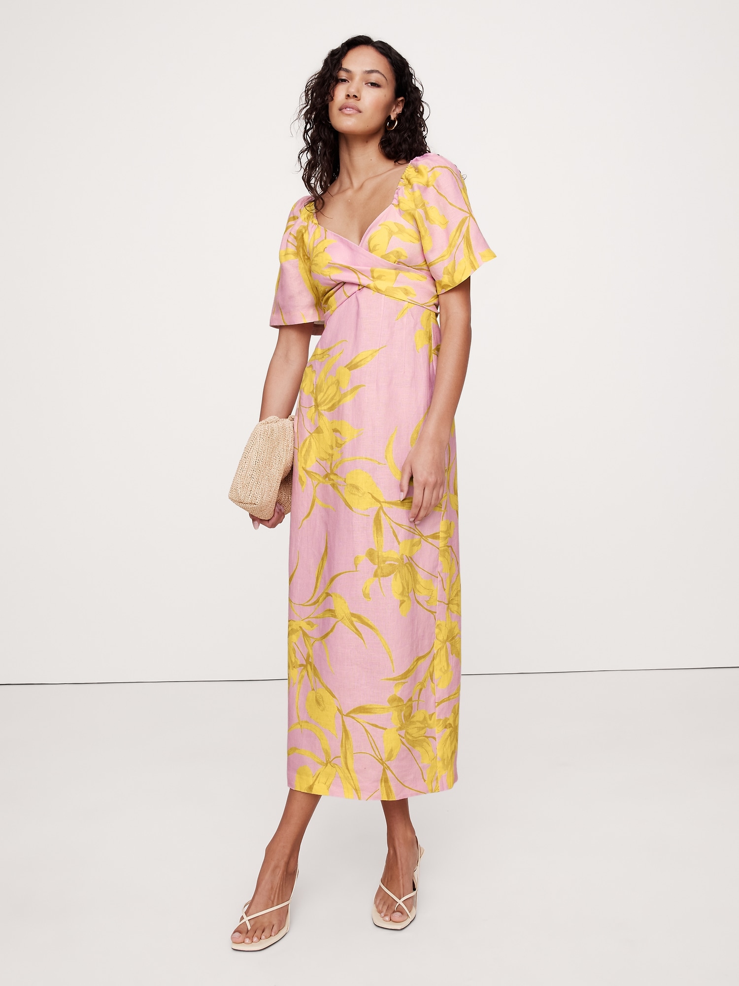Linen Sweetheart Long Midi Dress