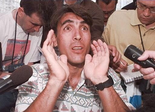 Djamolidine Abdoujaparov reacts to getting kicked out of the Tour