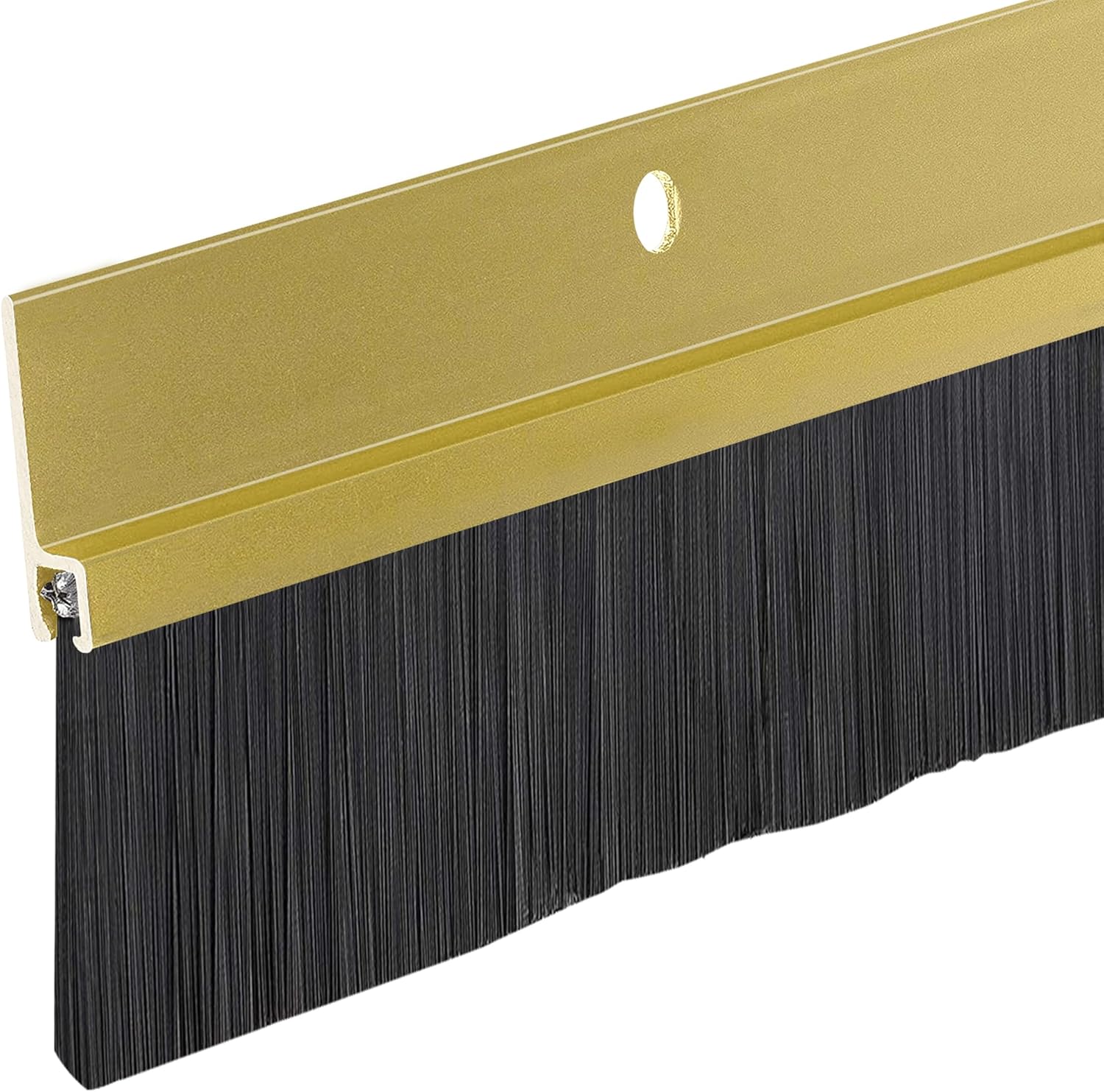 Door Sweeps – Aluminum & Brush | Brush Sweeps for Gaps Up to 1 1/2” | Gold Anodized Holder With Black Brush | 3 Feet/36 Inches Long | Fill Gaps & Keep Unwanted Debris Out