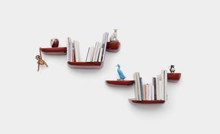Thick wooden floating shelves