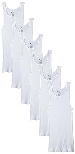 Hanes Men Hanes Men's Cotton Tank Undershirts Pack, Moisture-Wicking Ribbed Tanks, Lightweight Cotton Tank Undershirts