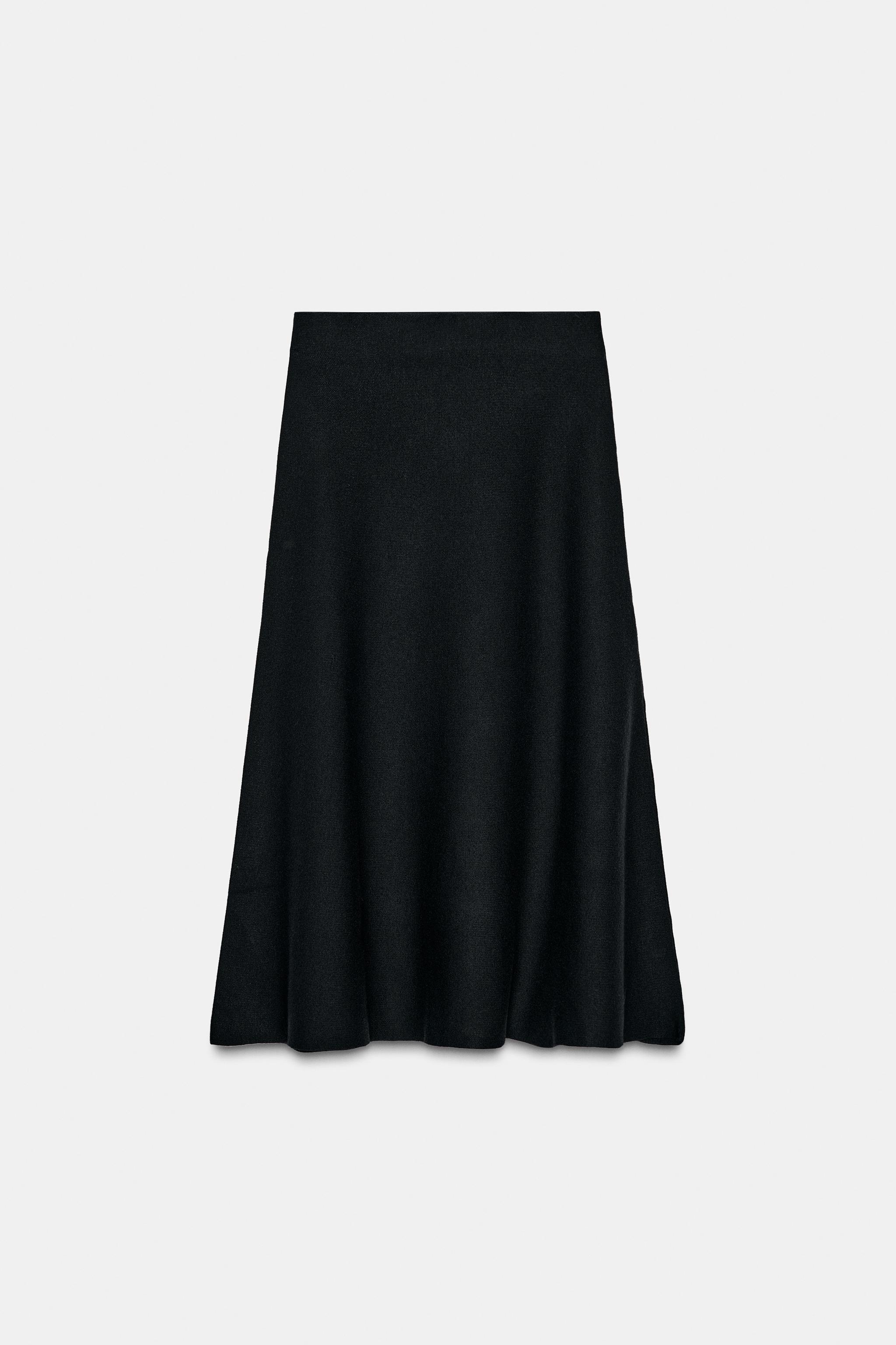 Knit Flared Midi Skirt