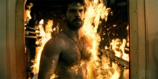 Clark Kent on fire in Man of Steel