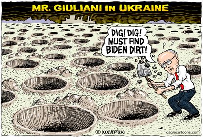 Political Cartoon U.S. Giuliani Ukraine Digging Dirt Bidens