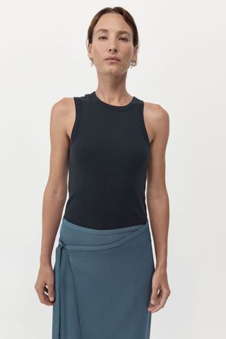 Organic Cotton Asymmetric Tank - Black