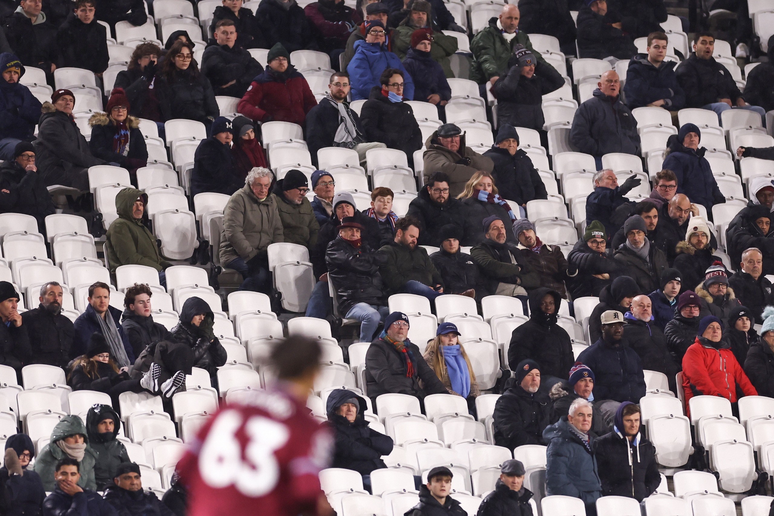 West Ham United supporters at their Premier League match with Nottingham Forest on January 6, 2026