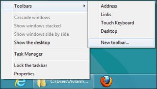 Right Click and Select New Toolbar