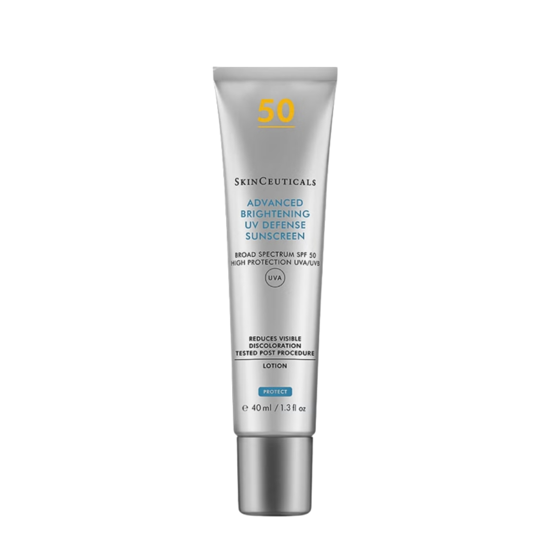 A product shot of the SkinCeuticals Advanced Brightening UV Defense SPF50 Sunscreen, on a white background