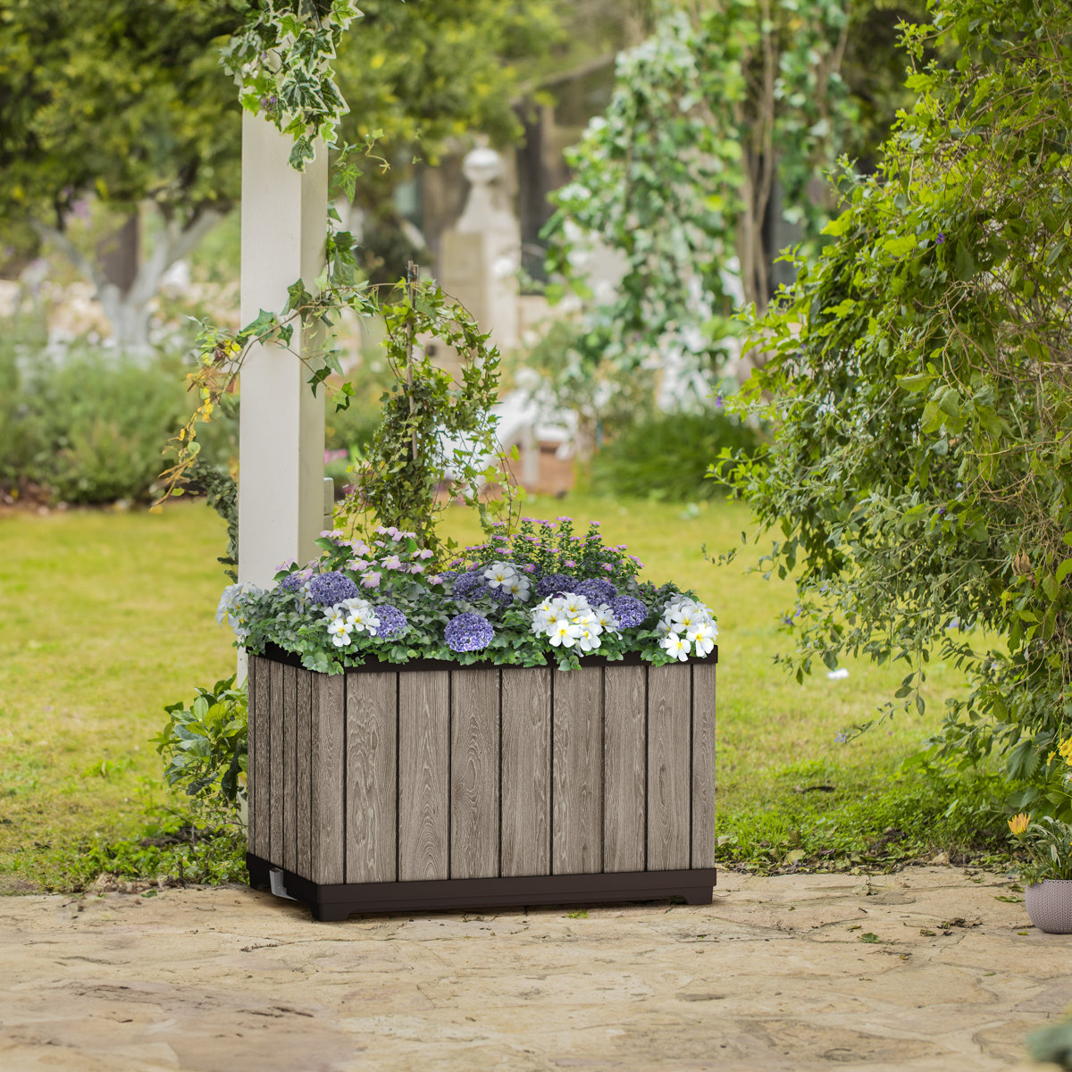 Keter Signature Rectangular Planter - Ashwood Brown | Wayfair.co.uk