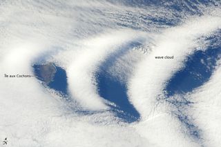 Wave clouds were photographed over the southern Indian Ocean island of