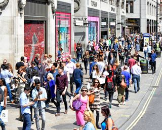 People out shopping in Oxford Street
