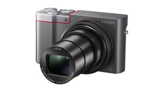 Panasonic Lumix ZS100 / TZ100 angled front view with lens extended