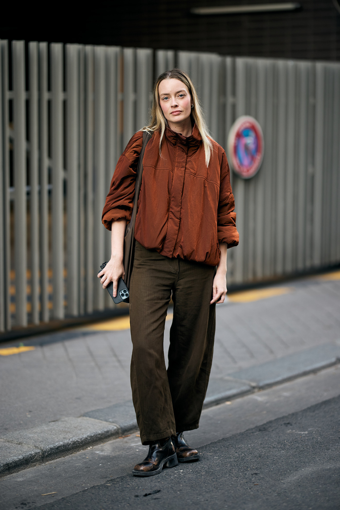 woman wearing funnel neck jacket