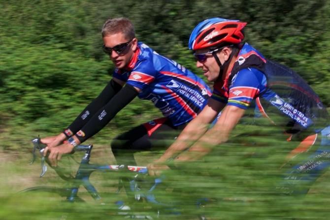 Lance Armstrong and his US Postal teammate Jonathan Vaughters training together before the 1999 Tour de France.
