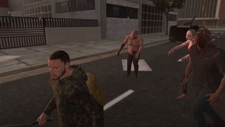 Character chased by zombies