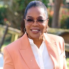 Oprah Winfrey attended the Stella McCartney Fall 2026 show in oversize cargo pants and a peach blazer