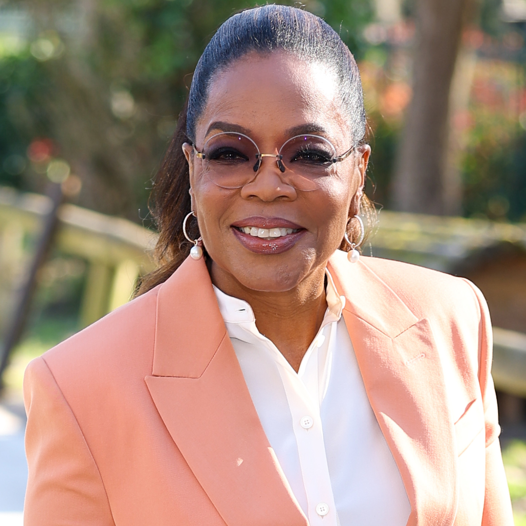 Oprah Winfrey attended the Stella McCartney Fall 2026 show in oversize cargo pants and a peach blazer