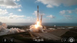 A SpaceX Falcon 9 rocket launches 27 Starlink satellites from California on Oct. 23, 2026.