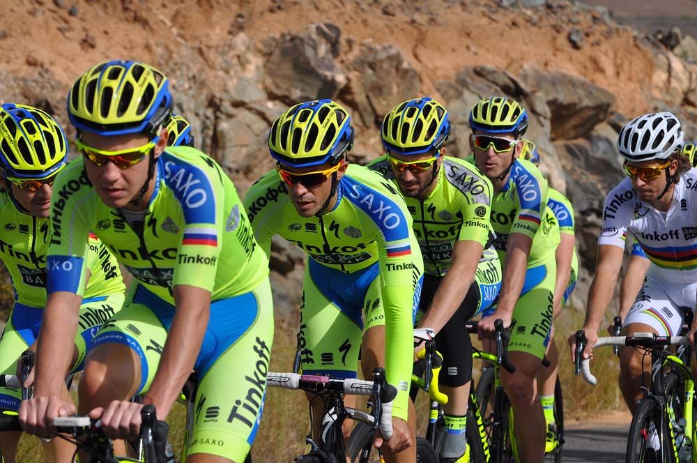 Alberto Contador follows his teammates