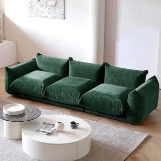 a green chenille sofa