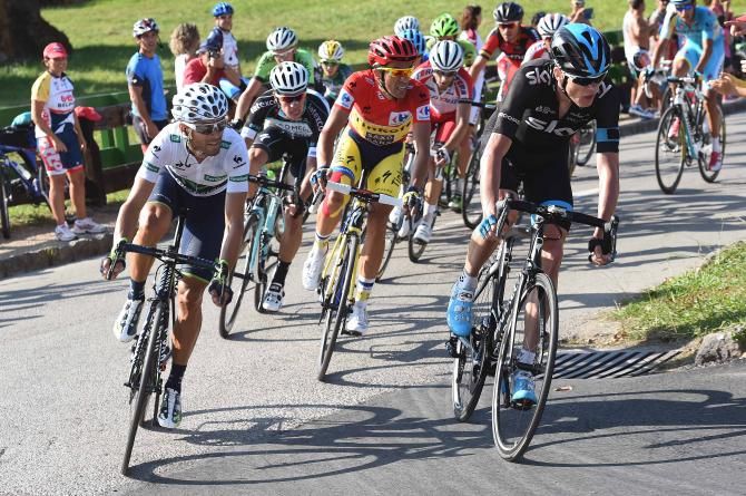 The group of race leader Alberto Contador