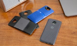The Moto Mods that fit last year's Moto Z2 Force should be compatible with this year's model. (Credit: Tom's Guide)