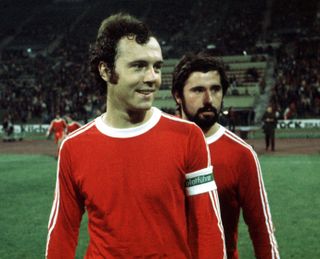 Franz Beckenbauer and Gerd Muller of Bayern Munich, 1976