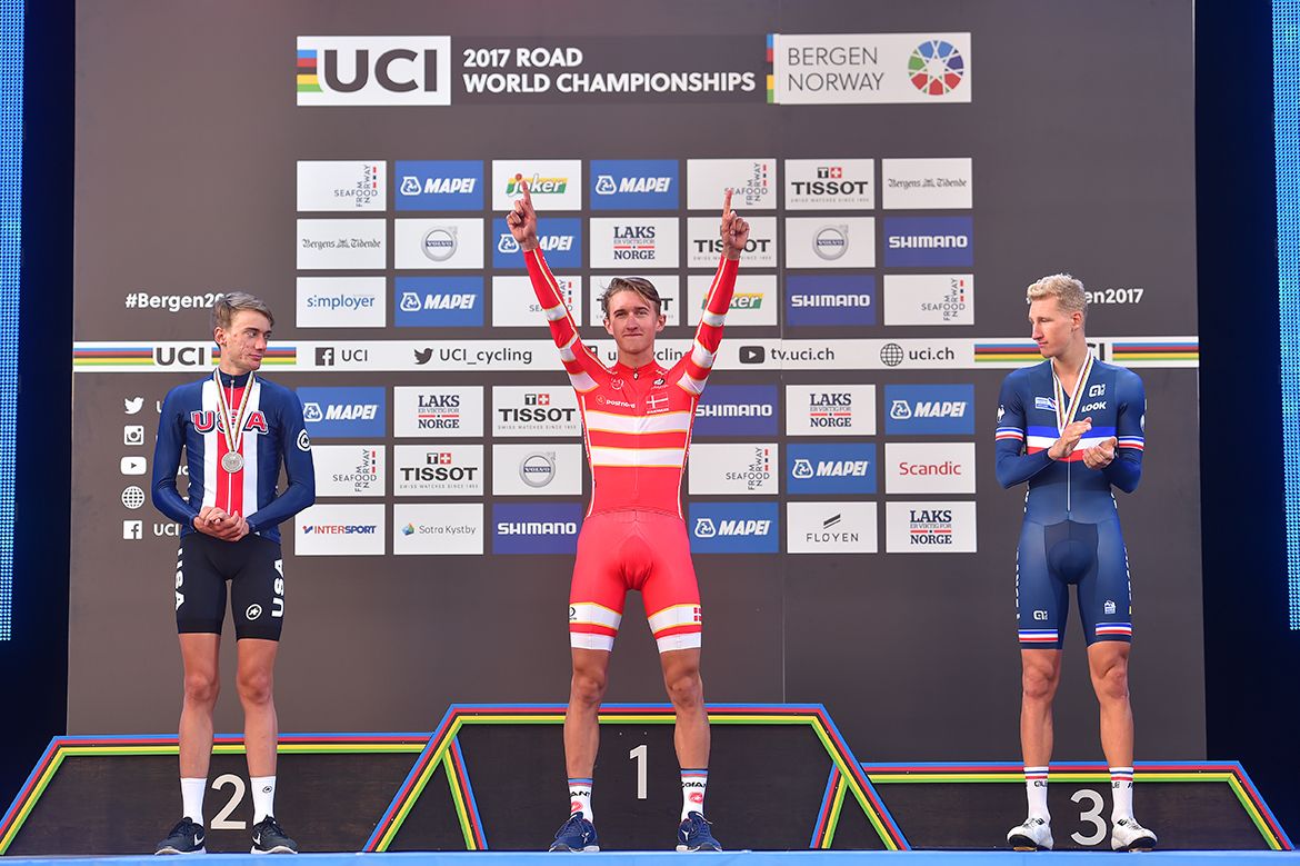 The U23 men's podium in Bergen