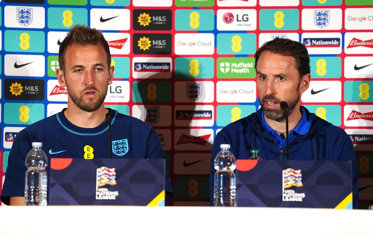 England manager Gareth Southgate (right) and captain Harry Kane spoke about how to address the ongoing issues in Qatar.